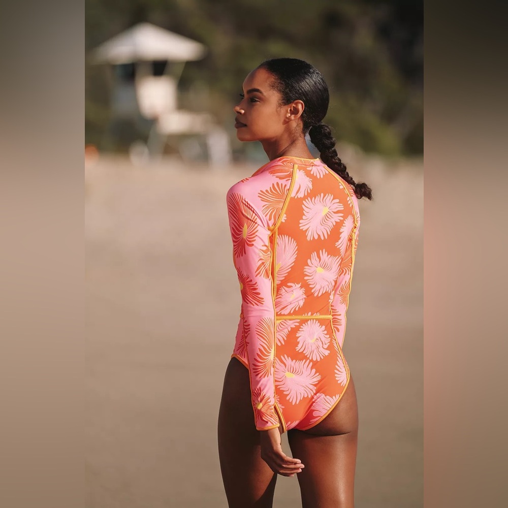 Anthropologie Maaji Cardi Long-Sleeve Reversible One-Piece Swimsuit - Picture 2 of 5